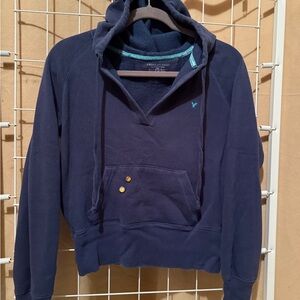 Vintage Y2K American Eagle Blue Fitted Hooded Sweatshirt – Size M